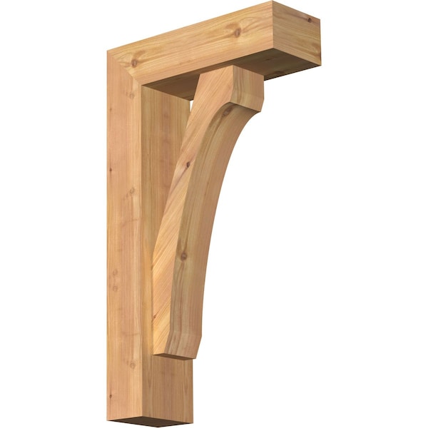 Ekena Millwork Legacy Block Smooth Bracket w/ Offset Brace, Western Red Cedar, 5 1/2"W x 16"D x 28"H BKT0604X16X28LEC05SWR - main